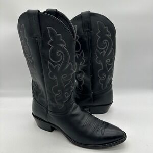Justin 1409 Mens Size 11 D Buck Black London Calf Leather Western Cowboy Boots